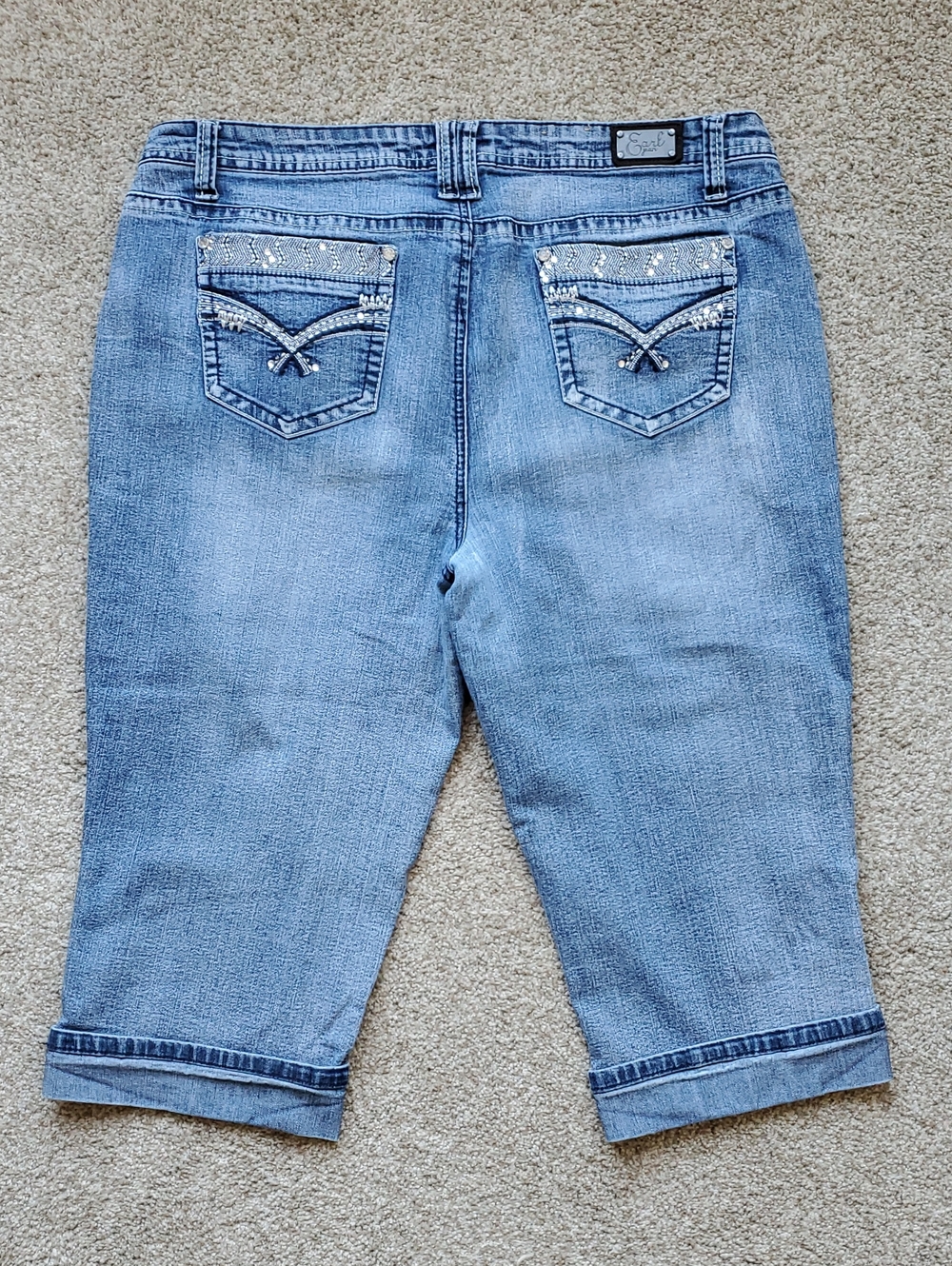 Earl Jean Embellished Denim Capri Jeans Women's 14